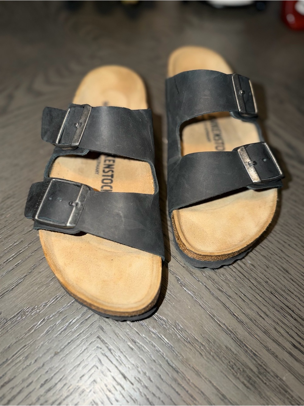 Birkenstock Black Two-Strap Buckle Sandals